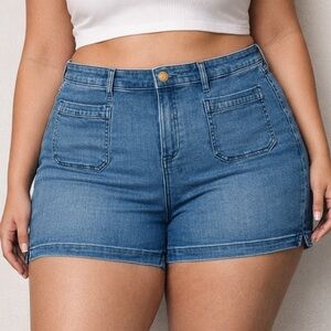 NWT Lane Bryant 70’s High Waist Stretch Signature Fit Patch Pocket Shorts (16)